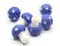 6 19mm Opaque Blue and White Mushroom Polka Dot Lampwork Glass Beads
